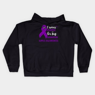 I Wear Purple for my Grandson Lupus Awareness Kids Hoodie